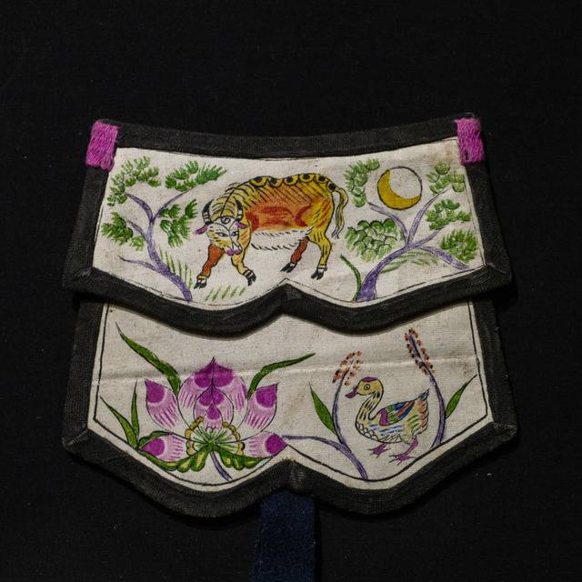 手绘牛鸟荷包
